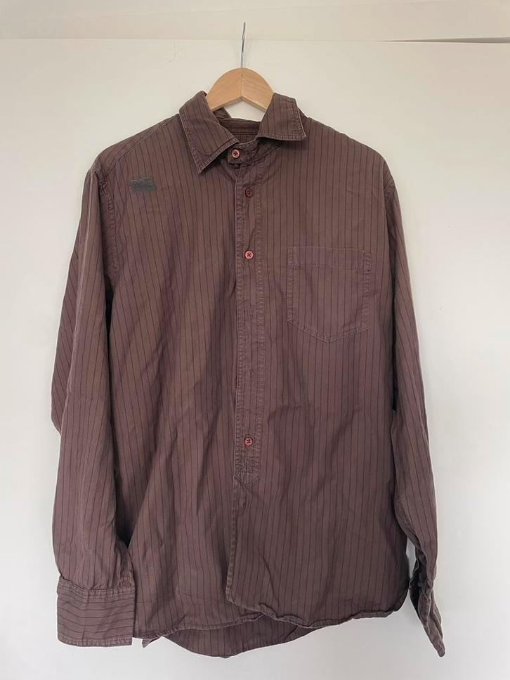 hemd heren, Vêtements | Hommes, Chemises, Porté, Tour de cou 43/44 (XL), Brun, Enlèvement ou Envoi