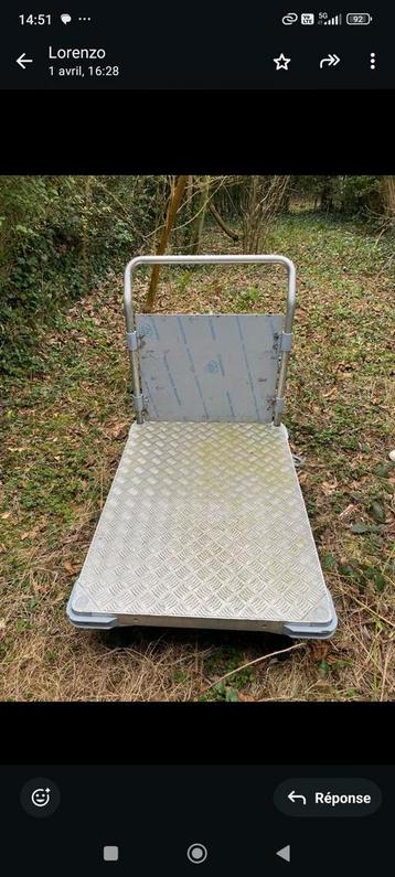 Chariot manutention charge max 900kg en allu parfait etat, Enlèvement, Comme neuf