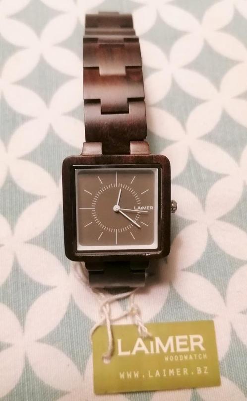 BXL Montre Laimer, en bois, comme neuf !, Handtassen en Accessoires, Horloges | Dames, Zo goed als nieuw, Polshorloge, Ophalen of Verzenden