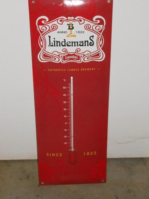 Beersign.Emaille Thermometer.Lindemans.Vlezembeek, Collections, Marques de bière, Comme neuf, Panneau, Plaque ou Plaquette publicitaire