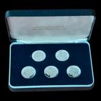 Set 5 medailles / Belgische dynastie / Zilver .925 / PROOF, Ophalen of Verzenden, Zilver, Losse munt, Zilver