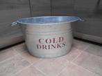 Grote metalen kuip - ijsemmer  "Cold Drinks", Tuin en Terras, Ophalen, Zo goed als nieuw