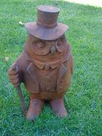 hibou en costume avec une cane en fonte h 32 cm, Enlèvement ou Envoi, Neuf, Métal, Animal