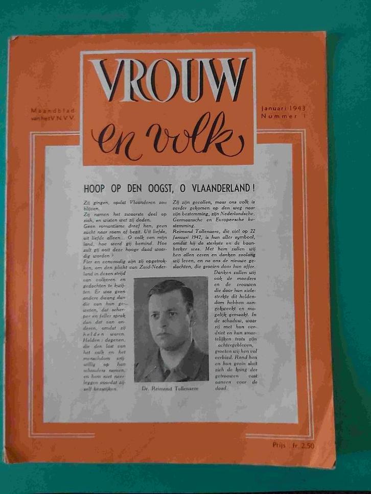 VNV Vlaanderen Oostfront Vrouw Beweging Tollenaere 1943, Verzamelen, Tijdschriften, Kranten en Knipsels, Tijdschrift, 1940 tot 1960