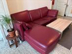 Canapé en cuir rouge avec méridienne - Très bon état, Maison & Meubles, Utilisé, Cuir, Chic, Moderne