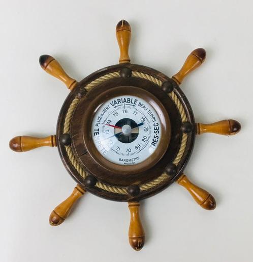 Vintage design barometer stuurwiel schip 60’s 70’s, Audio, Tv en Foto, Weerstations en Barometers, Gebruikt, Barometer, Ophalen of Verzenden