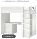 Småstad IKEA hoogslaper met Åbygda matras en bureau, Ophalen, Gebruikt, Eenpersoons, Wit