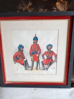 Oude aquarelle soldaten, Ophalen of Verzenden