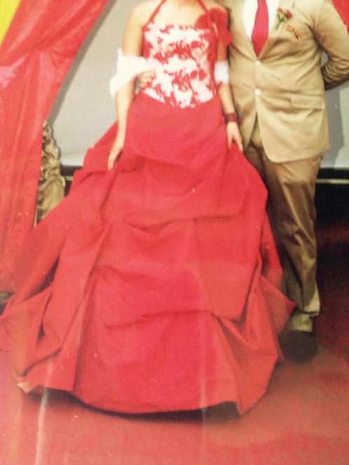 Robe de cramignon rouge, Kleding | Dames, Gelegenheidskleding, Zo goed als nieuw, Ophalen