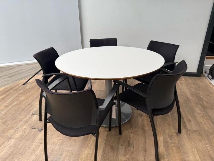 Ronde kantine/vergadertafel wit-aluminium, Huis en Inrichting, Tafelkleden, Ophalen of Verzenden