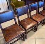 bruine antieke lederen stoelen, Antiek en Kunst, Antiek | Meubels | Stoelen en Sofa's, Ophalen of Verzenden