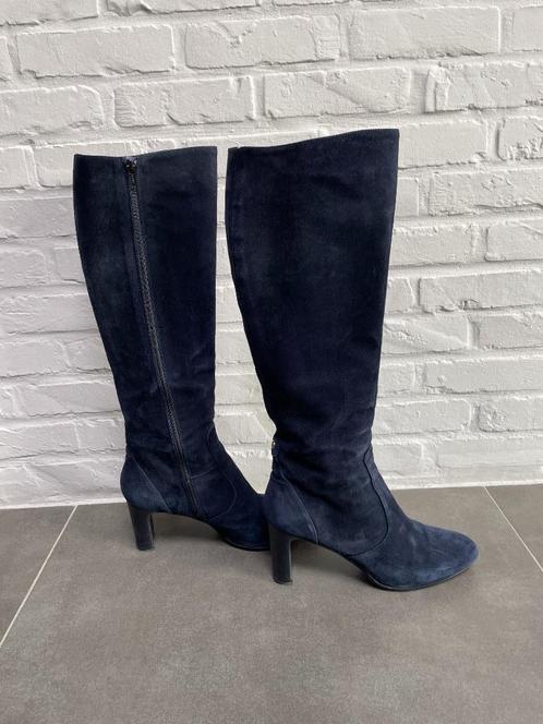 Marineblauwe laarzen met hak van Nalini (39,5), Kleding | Dames, Schoenen, Gedragen, Hoge laarzen, Blauw, Ophalen of Verzenden