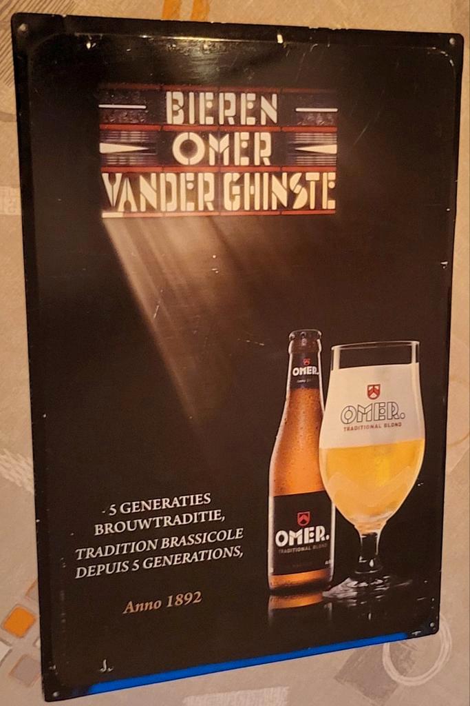 Omer metalen publiciteitsbord, Verzamelen, Biermerken, Zo goed als nieuw, Ophalen of Verzenden