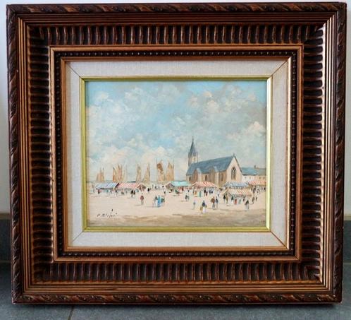 Pierre STEFANI, Le marché sur le port, Antiek en Kunst, Kunst | Schilderijen | Klassiek, Ophalen of Verzenden