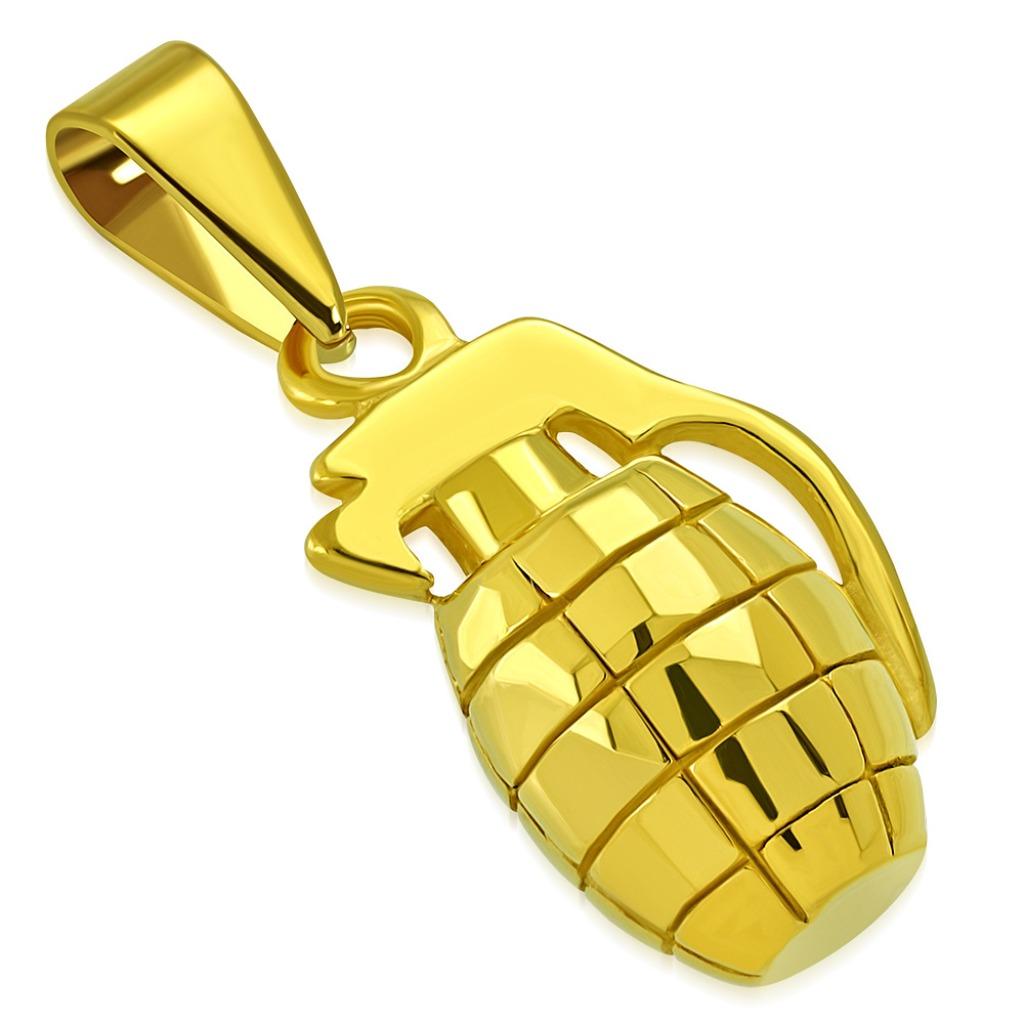 Pendentif en acier doré en forme de grenade - OP=OP !, Enlèvement ou Envoi, Neuf, Or, Autres matériaux