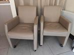 2 x taupe zetel stoel op wieltjes, Huis en Inrichting, Stoelen, Ophalen, Gebruikt, Twee, Bruin
