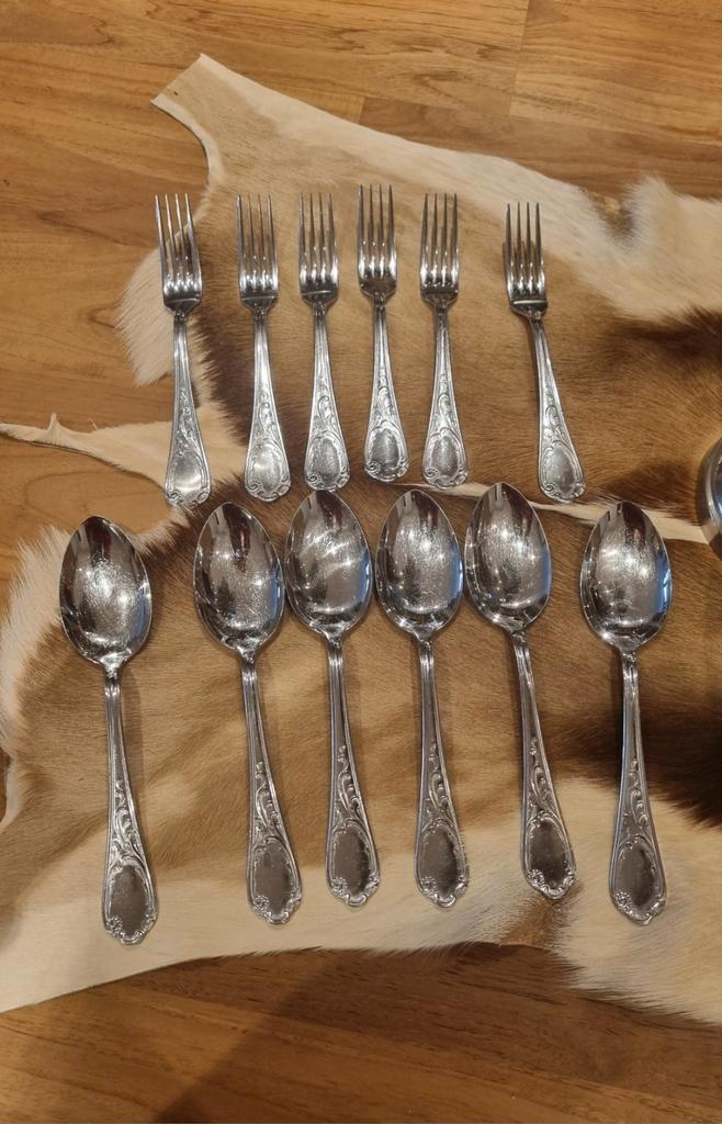 Vintage Polidal 'Louis XIV bestek inox 18/8-12delige set, Antiek en Kunst, Antiek | Bestek, Ophalen of Verzenden