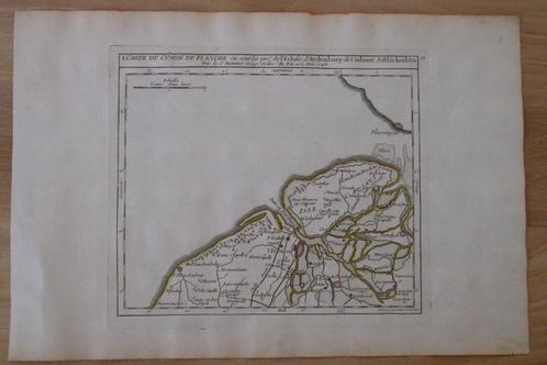 Carte anc. 1748: Knokke, Sluis, Blankenberge - Vaugondy, Antiquités & Art, Art | Eaux-fortes & Gravures, Enlèvement ou Envoi