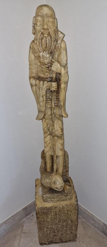 Statue de pêcheur chinois en albâtre hauteur 121 cm, Enlèvement