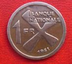 1961 1 Franc République du Katanga, Timbres & Monnaies, Monnaies | Belgique, Enlèvement ou Envoi, Monnaie en vrac, Métal