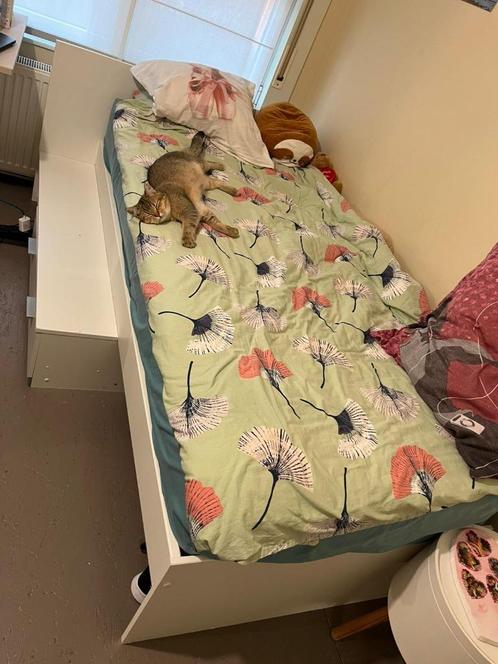 Bed met matras, Huis en Inrichting, Slaapkamer | Bedden, Gebruikt, Eenpersoons, 120 cm, 200 cm, Hout, Wit, Ophalen
