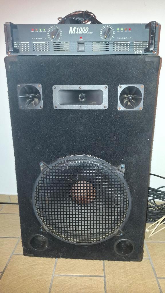 2 Dj luidsprekers + versterker 1000 watt, Muziek en Instrumenten, Dj-sets en Draaitafels, Gebruikt, Dj-set, Ophalen