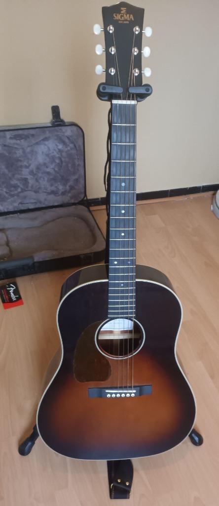 Linkshandige akoestische gitaar Sigma JM-SG45L, Sunburst, Muziek en Instrumenten, Snaarinstrumenten | Gitaren | Akoestisch, Zo goed als nieuw