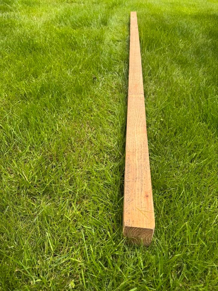 Stevige houten balken 220 cm lang 9,5cm x 7,5 cm, Tuin en Terras, Palen, Balken en Planken, Zo goed als nieuw, Balken, 180 tot 250 cm