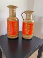 Oranje Beige Fat Lava vazen West-Duitsland Jasba 602 10 45, Antiek en Kunst, Ophalen