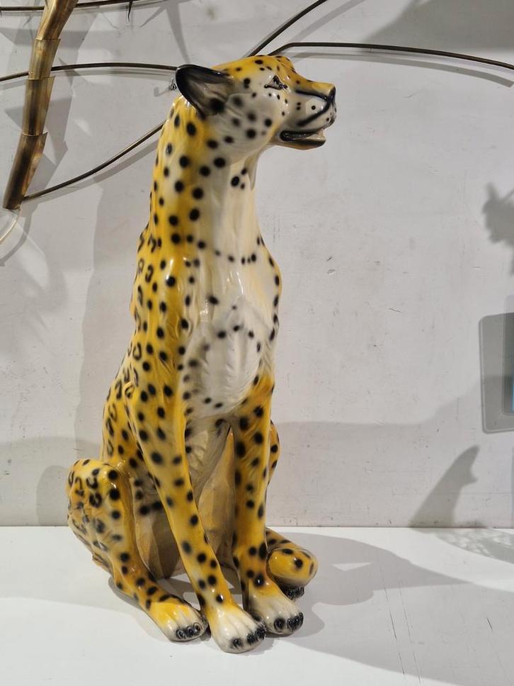 Keramisch Luipaard , mid century , jaren 60 ,  75cm  panter, Antiek en Kunst, Antiek | Keramiek en Aardewerk, Ophalen of Verzenden