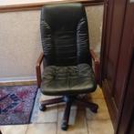 Chaise de bureau en cuir et bois, Comme neuf, Enlèvement ou Envoi