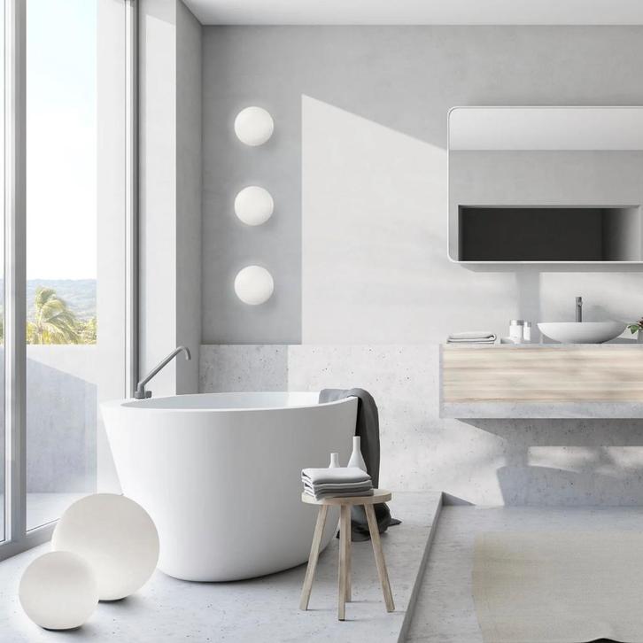 Artemide Dioscuri Wand- Plafond Lamp 14 cm hoog set van 2., Huis en Inrichting, Lampen | Wandlampen, Gebruikt, Glas, Ophalen