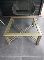 Bamboo salontafel met glasplaat, Huis en Inrichting, Tafels | Salontafels, Ophalen, 50 tot 100 cm, Vierkant, 50 tot 100 cm