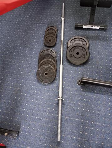 Barre 180 cm + 50 kg disques fonte muscu Kettler - diam 30mm beschikbaar voor biedingen