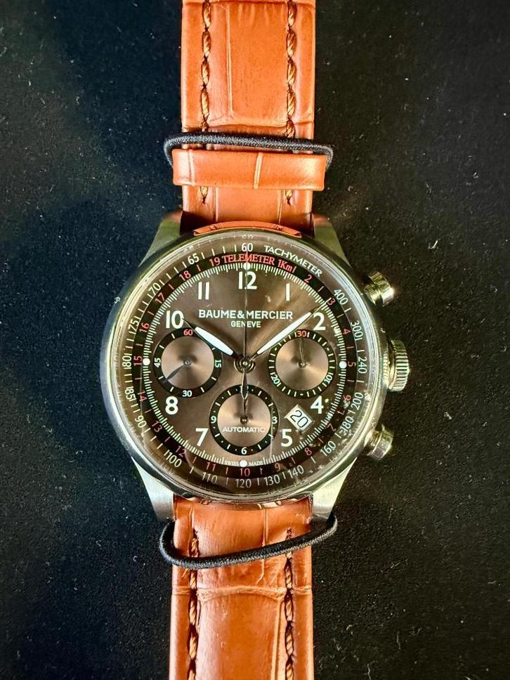 Baume & Mercier Capeland Chrono, Handtassen en Accessoires, Horloges | Heren, Nieuw, Polshorloge, Overige merken, Staal, Leer
