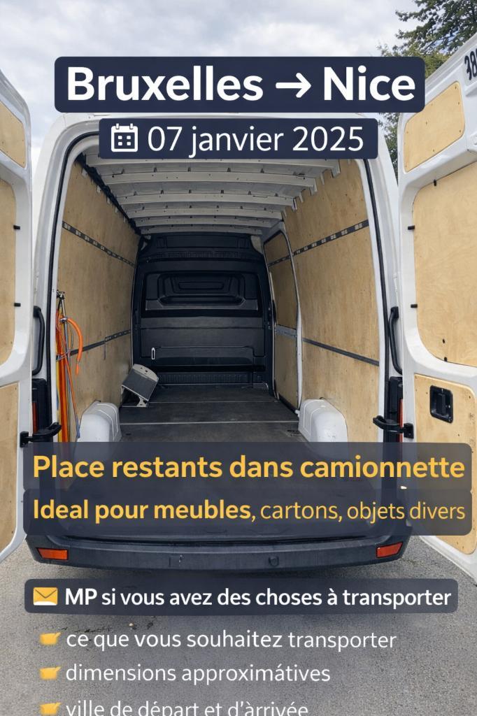 Ruimte beschikbaar in een Bxl busje  Zuid-Frankrijk, Diversen, Overige Diversen, Nieuw, Ophalen