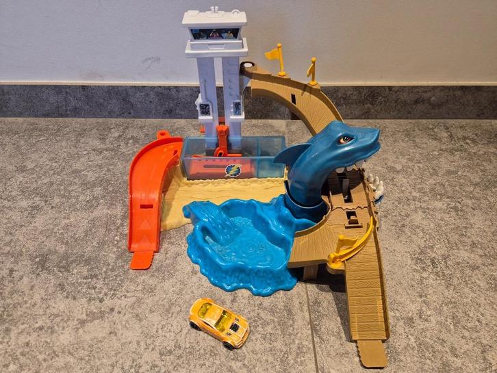 Hotwheels Sharkport Showdown speelset, Kinderen en Baby's, Speelgoed | Racebanen, Gebruikt, Racebaan, Handmatig, Hot Wheels, Zelf te bouwen