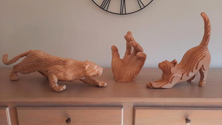 Houten kunst sculpturen, Antiek en Kunst, Kunst | Beelden en Houtsnijwerken, Ophalen of Verzenden