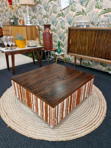Vintage salontafel palissander chroom wieltjes, Ophalen, Gebruikt, Vintage