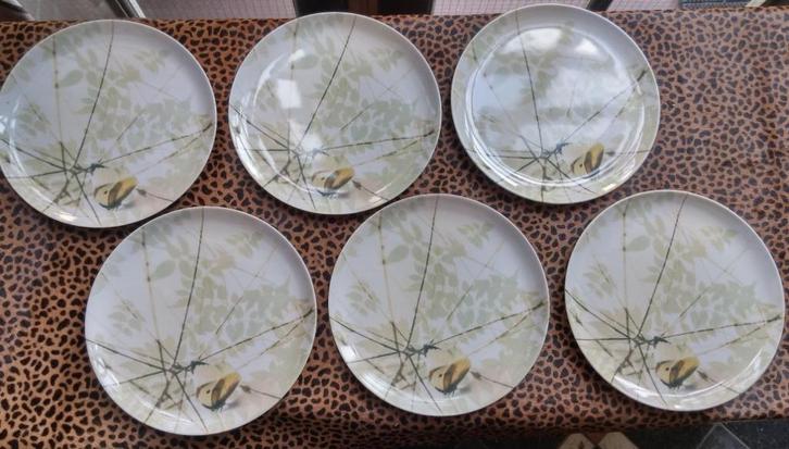 6 botanical melamine dessertborden Habitat Ibride Utopia, Huis en Inrichting, Keuken | Servies, Zo goed als nieuw, Bord(en), Overige stijlen