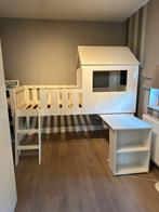 Wit gelakt houten 1 persoons kinderbed, Ophalen, 100 cm, Eenpersoons, Landelijk
