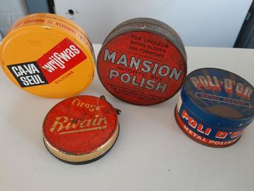 4 bidons/boîtes métalliques de wax (ca va seul, poli d'or .., Enlèvement ou Envoi