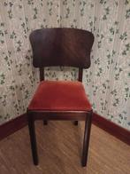 Vintage stoel: rode velours zitting houten rugleuning, Ophalen