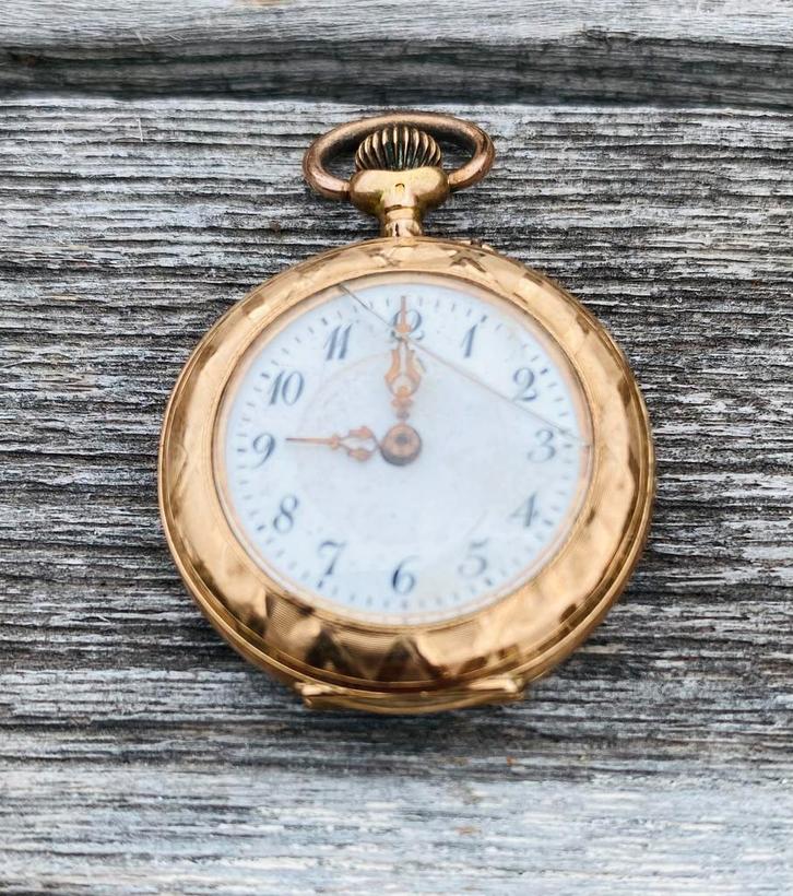 14 karaat gouden antieken dames zakhorloge, Handtassen en Accessoires, Horloges | Dames, Zakhorloge, Overige merken, Goud, Ophalen of Verzenden
