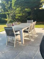 Tuintafel Bristol en set 6 stoelen, Tuin en Terras, Tuinsets en Loungesets, Ophalen, Eettafel, 6 zitplaatsen, Aluminium
