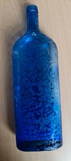 Decoratie Fles : blauw kristal ( 2 stuks )., Huis en Inrichting, Blauw, Ophalen of Verzenden, Zo goed als nieuw