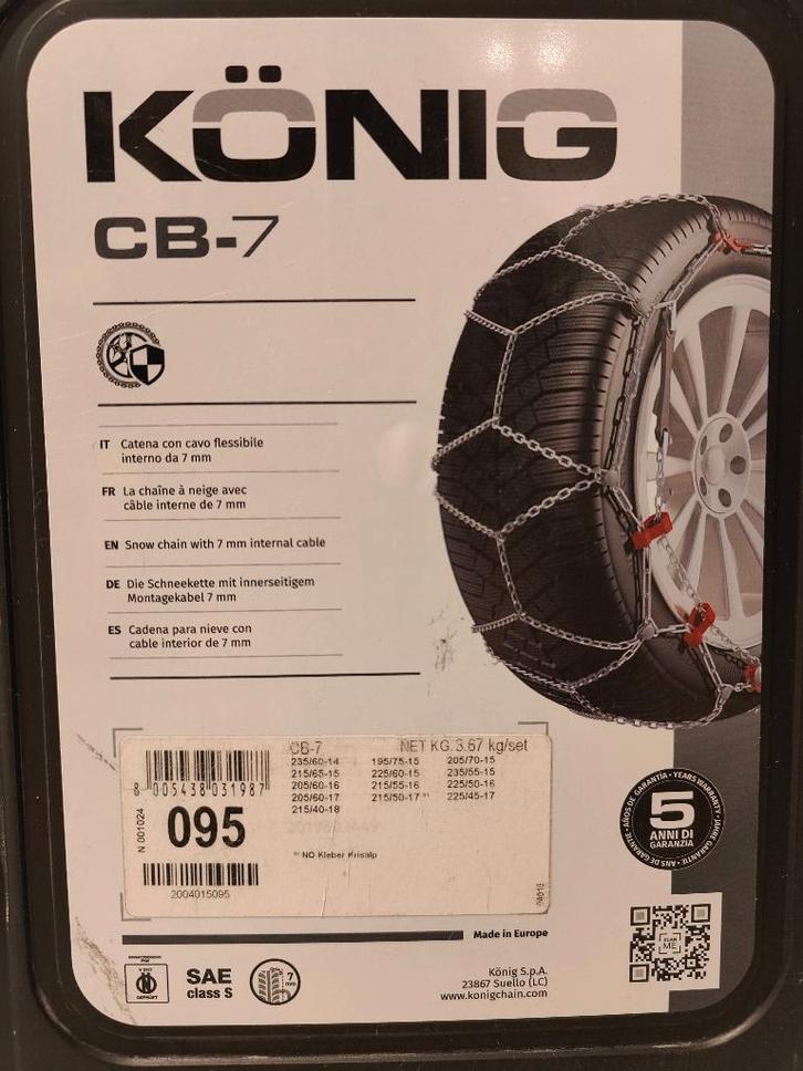 Chaînes neige KONIG CB-7 095, Autos : Divers, Chaînes, Neuf, Enlèvement ou Envoi