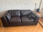 Donkerbruine leren zetel (2-zit), Huis en Inrichting, Zetels | Zetels, Ophalen, Zo goed als nieuw