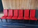 Set de 6 chaises en cuir rouge, Maison & Meubles, Chaises, Rouge, Comme neuf, Enlèvement, Cinq, Six Chaises ou plus