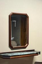 Houten spiegel met wandtablet en marmeren blad, Inrichting, Werkplek, Gebruikt, Ophalen